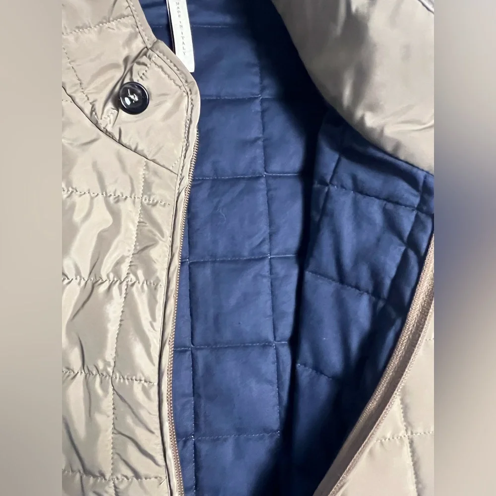 St. Croix Quilted Vest Mens Small Navy Khaki Made in Italy